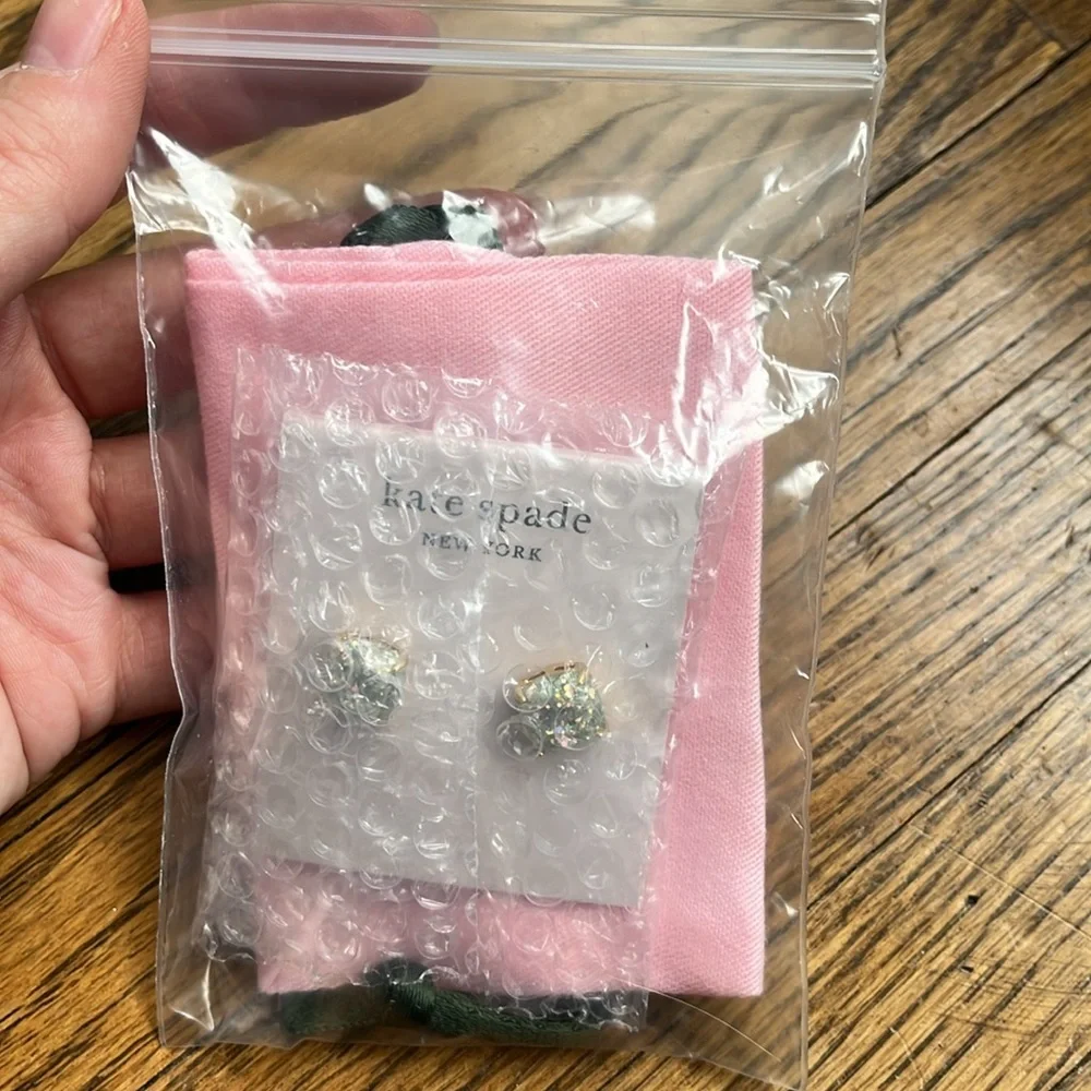 Kate Spade NWT Opal Shiny Sparkly Glitter Square Post Earring